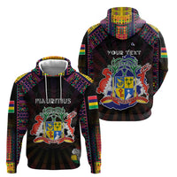 Personalized Mauritius Roots Zip Hoodie African Map in Fingerprint and Tribal Colors
