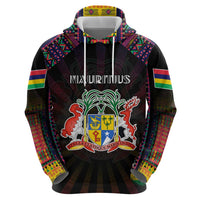 Personalized Mauritius Roots Zip Hoodie African Map in Fingerprint and Tribal Colors