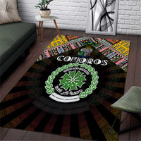 Comoros Roots Area Rug African Map in Fingerprint and Tribal Colors