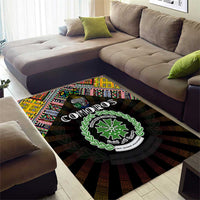Comoros Roots Area Rug African Map in Fingerprint and Tribal Colors
