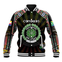 Personalized Comoros Roots Baseball Jacket African Map in Fingerprint and Tribal Colors