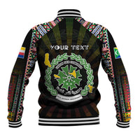 Personalized Comoros Roots Baseball Jacket African Map in Fingerprint and Tribal Colors