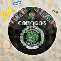 Comoros Roots Beach Blanket African Map in Fingerprint and Tribal Colors