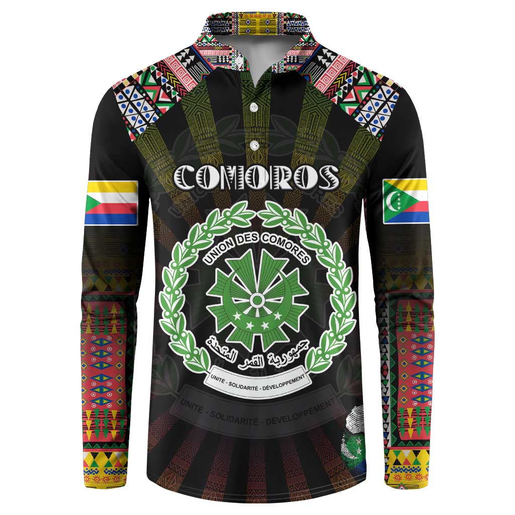 Personalized Comoros Roots Button Sweatshirt African Map in Fingerprint and Tribal Colors