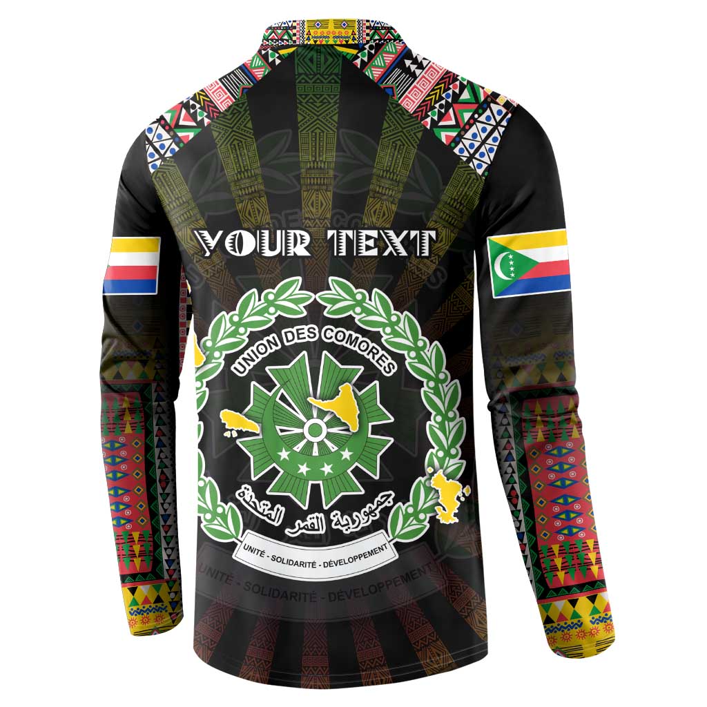 Personalized Comoros Roots Button Sweatshirt African Map in Fingerprint and Tribal Colors