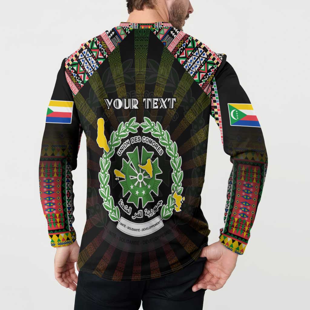 Personalized Comoros Roots Button Sweatshirt African Map in Fingerprint and Tribal Colors