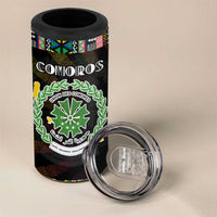 Comoros Roots 4 in 1 Can Cooler Tumbler African Map in Fingerprint and Tribal Colors