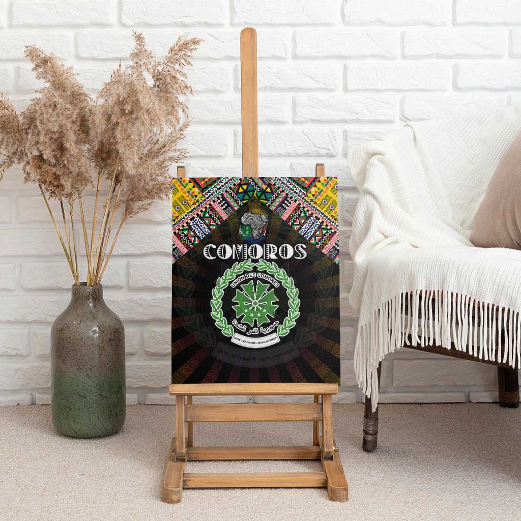 Comoros Roots Canvas Wall Art African Map in Fingerprint and Tribal Colors