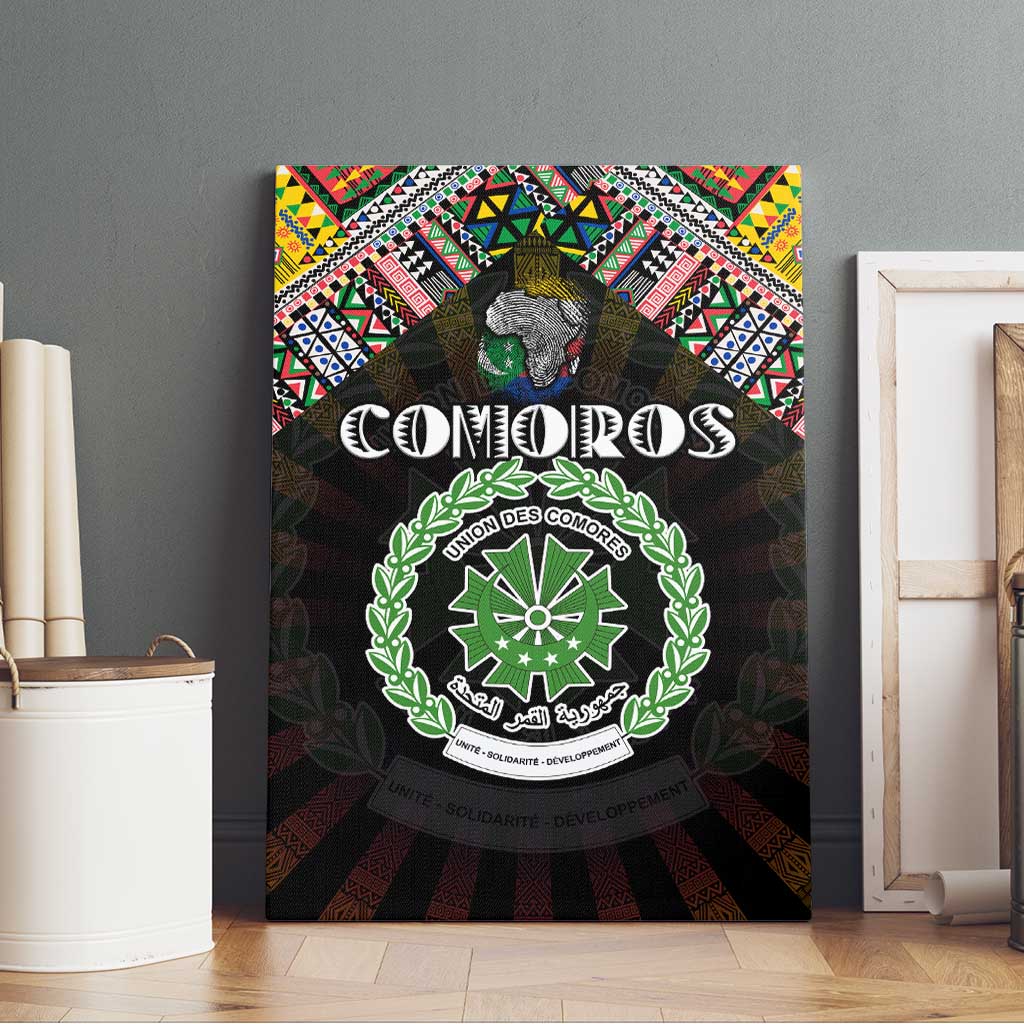 Comoros Roots Canvas Wall Art African Map in Fingerprint and Tribal Colors
