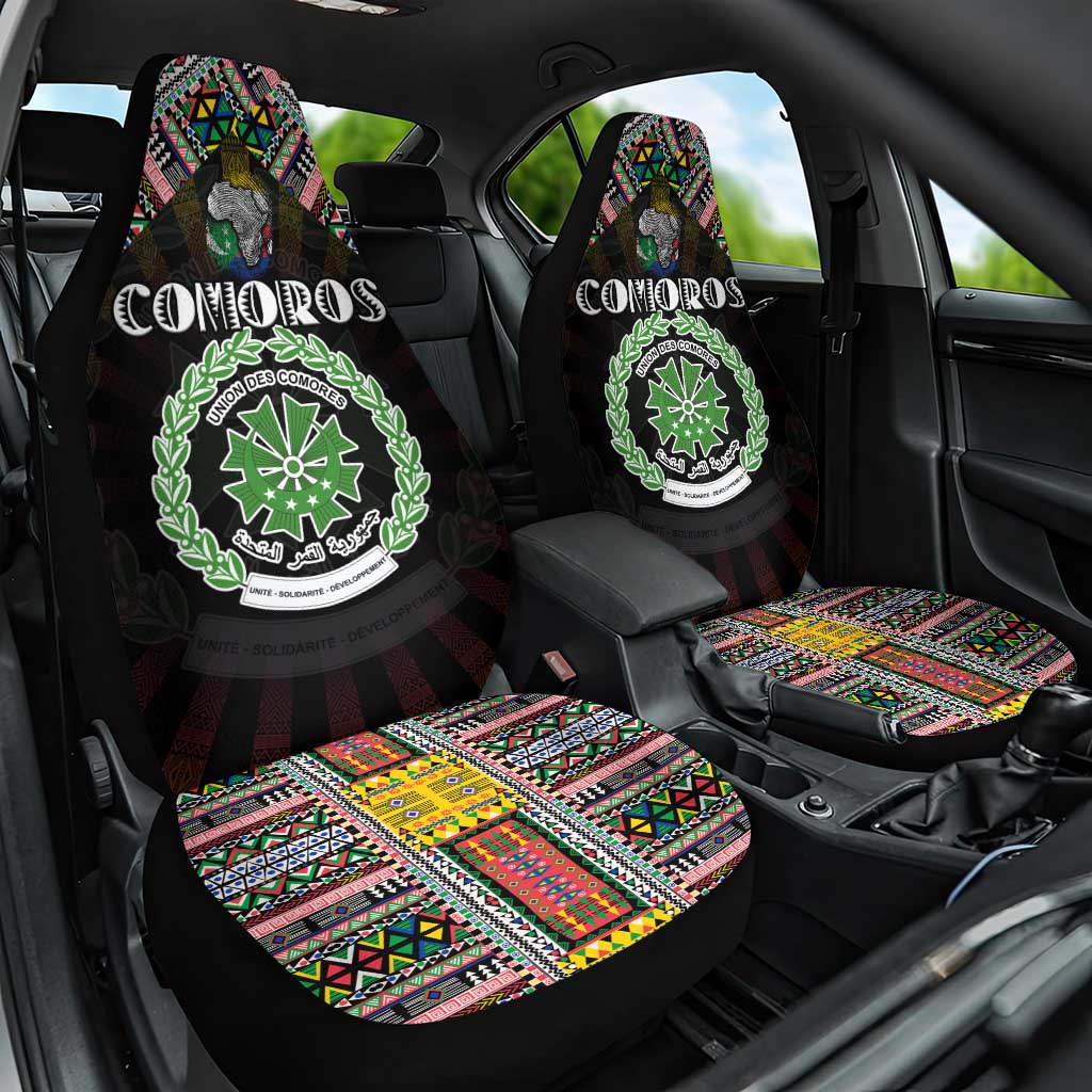 Comoros Roots Car Seat Cover African Map in Fingerprint and Tribal Colors