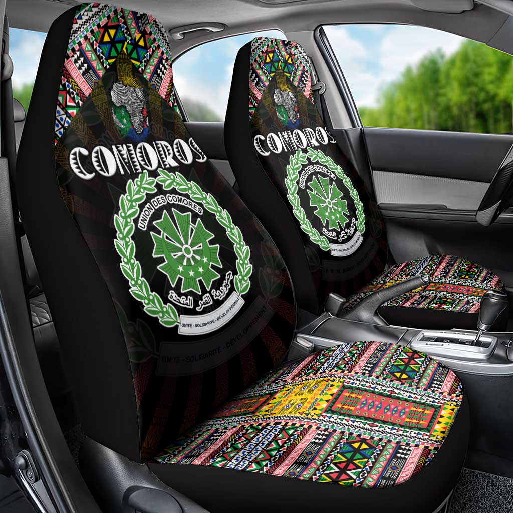 Comoros Roots Car Seat Cover African Map in Fingerprint and Tribal Colors