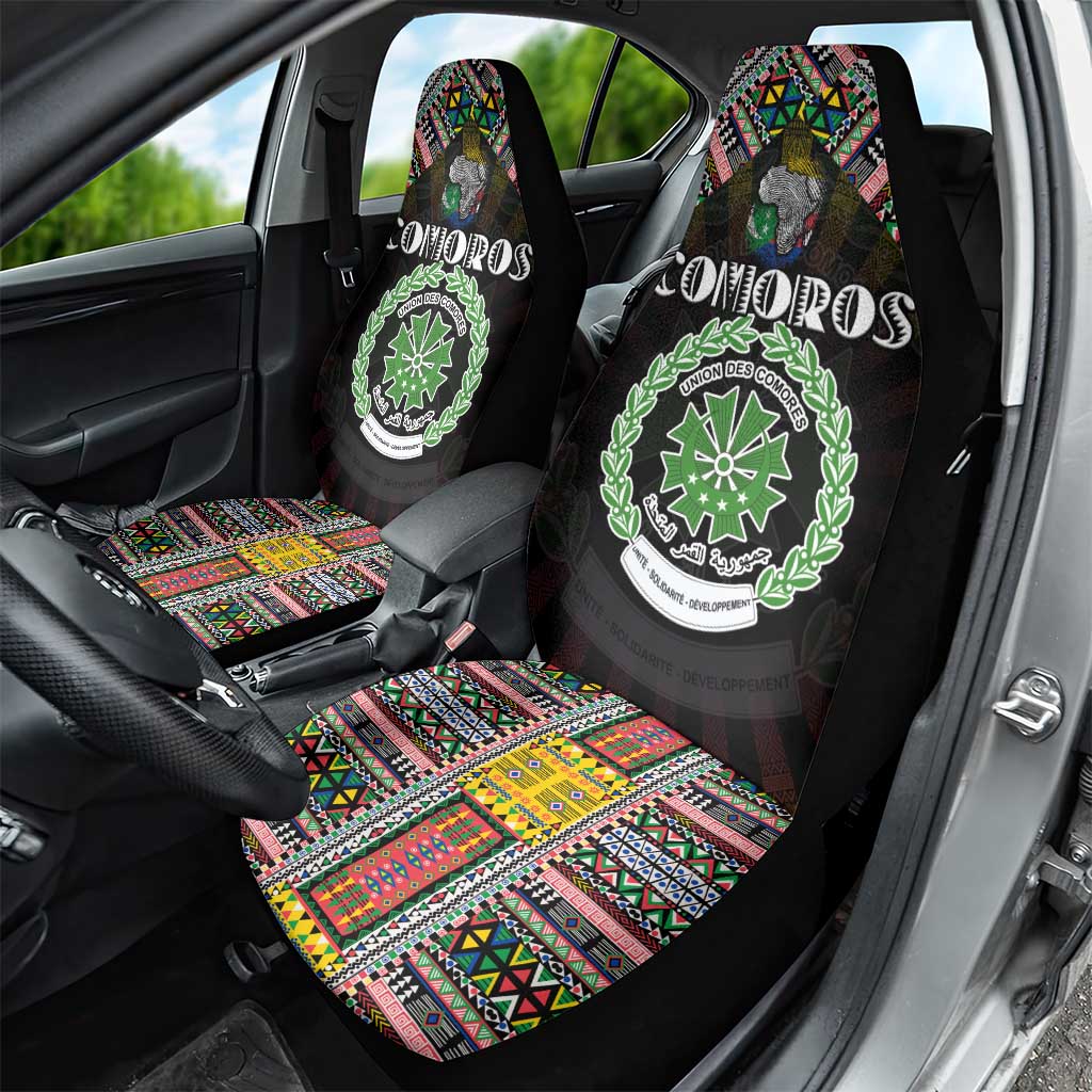 Comoros Roots Car Seat Cover African Map in Fingerprint and Tribal Colors