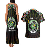 Personalized Comoros Roots Couples Matching Tank Maxi Dress and Hawaiian Shirt African Map in Fingerprint and Tribal Colors