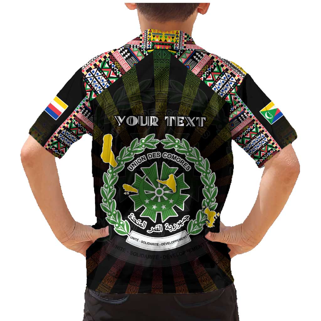 Personalized Comoros Roots Family Matching Mermaid Dress and Hawaiian Shirt African Map in Fingerprint and Tribal Colors