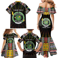 Personalized Comoros Roots Family Matching Mermaid Dress and Hawaiian Shirt African Map in Fingerprint and Tribal Colors