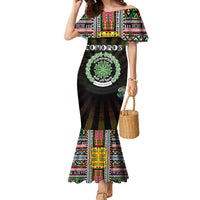 Personalized Comoros Roots Family Matching Mermaid Dress and Hawaiian Shirt African Map in Fingerprint and Tribal Colors