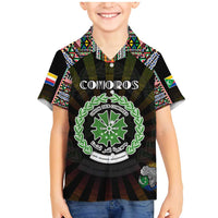 Personalized Comoros Roots Family Matching Mermaid Dress and Hawaiian Shirt African Map in Fingerprint and Tribal Colors