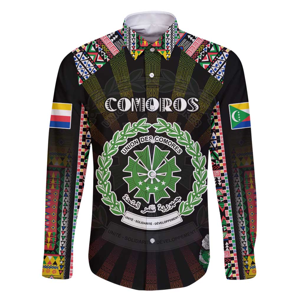 Personalized Comoros Roots Family Matching Puletasi and Hawaiian Shirt African Map in Fingerprint and Tribal Colors