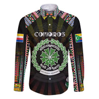 Personalized Comoros Roots Family Matching Puletasi and Hawaiian Shirt African Map in Fingerprint and Tribal Colors