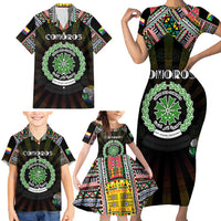 Personalized Comoros Roots Family Matching Short Sleeve Bodycon Dress and Hawaiian Shirt African Map in Fingerprint and Tribal Colors