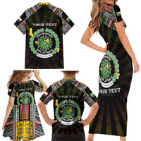 Personalized Comoros Roots Family Matching Short Sleeve Bodycon Dress and Hawaiian Shirt African Map in Fingerprint and Tribal Colors