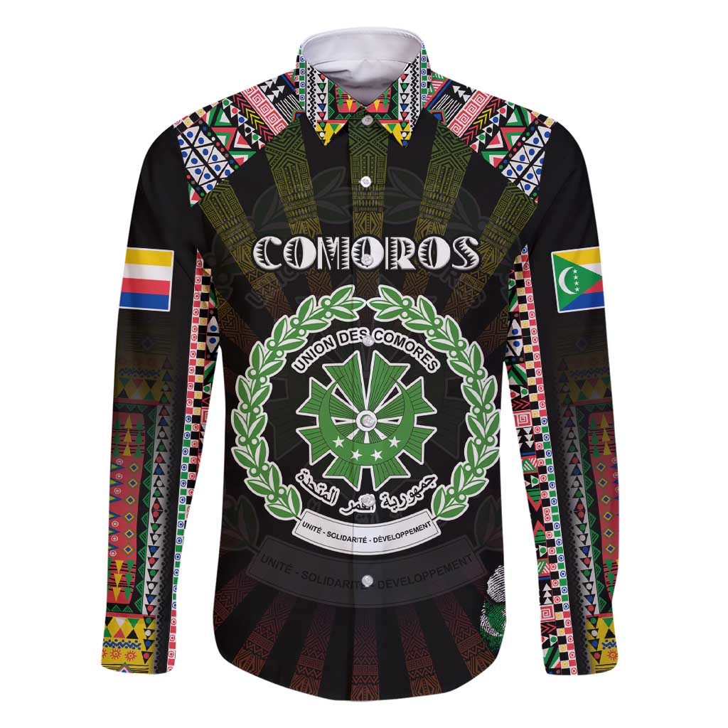 Personalized Comoros Roots Family Matching Short Sleeve Bodycon Dress and Hawaiian Shirt African Map in Fingerprint and Tribal Colors