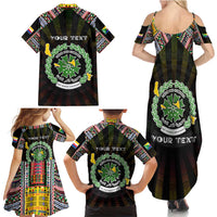 Personalized Comoros Roots Family Matching Summer Maxi Dress and Hawaiian Shirt African Map in Fingerprint and Tribal Colors