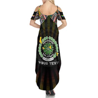 Personalized Comoros Roots Family Matching Summer Maxi Dress and Hawaiian Shirt African Map in Fingerprint and Tribal Colors