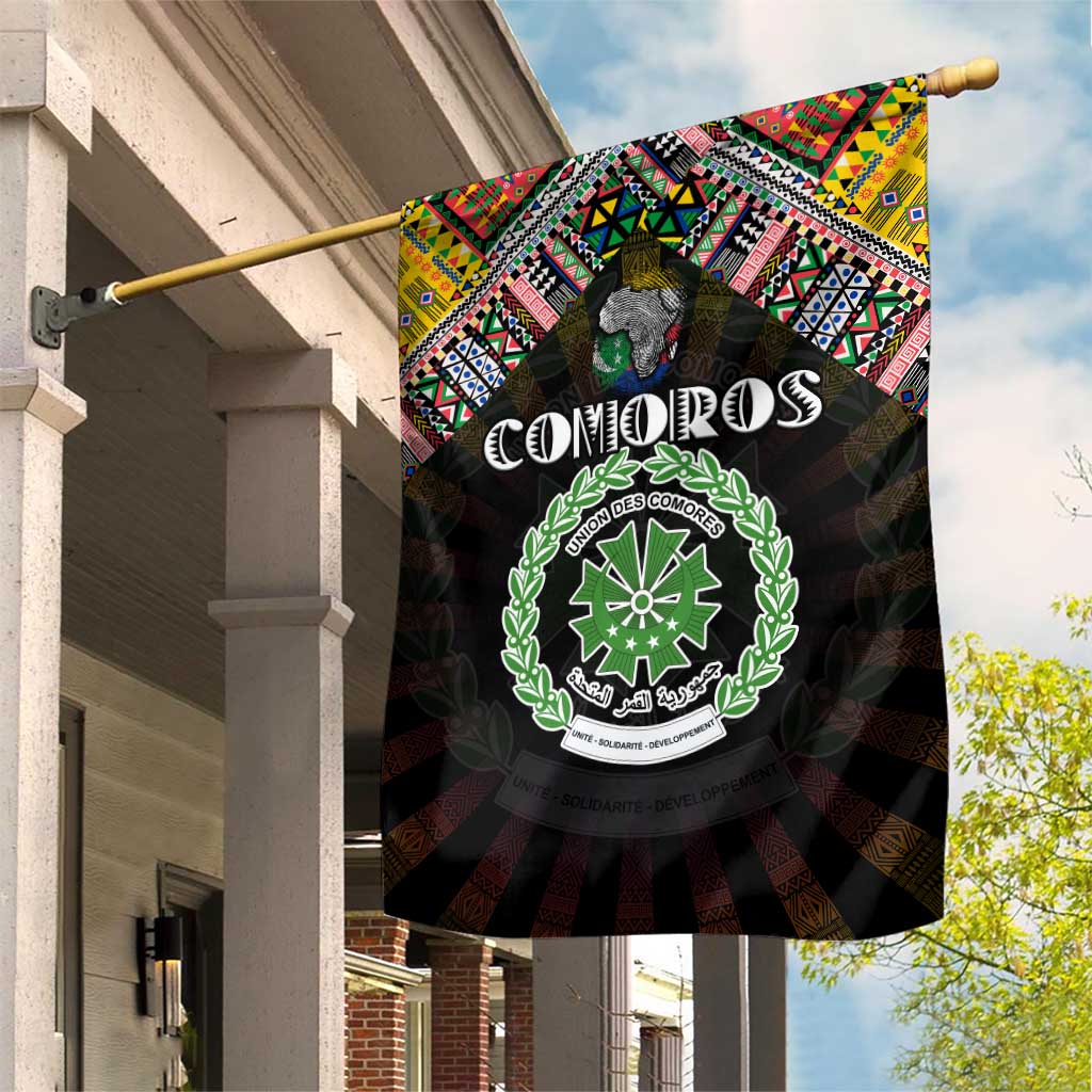 Comoros Roots Garden Flag African Map in Fingerprint and Tribal Colors