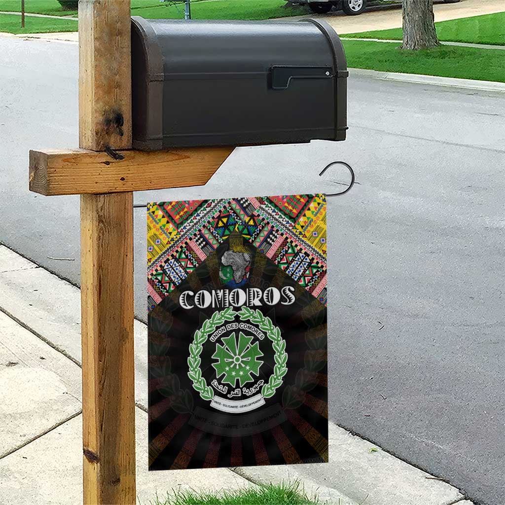 Comoros Roots Garden Flag African Map in Fingerprint and Tribal Colors