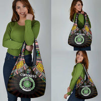 Comoros Roots Grocery Bag African Map in Fingerprint and Tribal Colors
