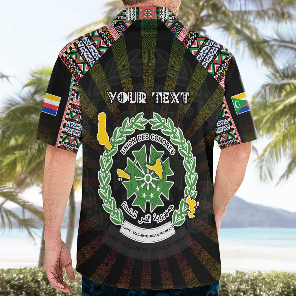 Personalized Comoros Roots Hawaiian Shirt African Map in Fingerprint and Tribal Colors