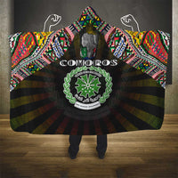 Comoros Roots Hooded Blanket African Map in Fingerprint and Tribal Colors