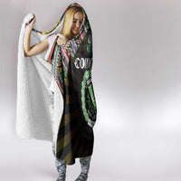 Comoros Roots Hooded Blanket African Map in Fingerprint and Tribal Colors