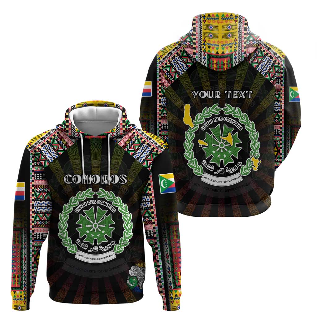 Personalized Comoros Roots Hoodie African Map in Fingerprint and Tribal Colors