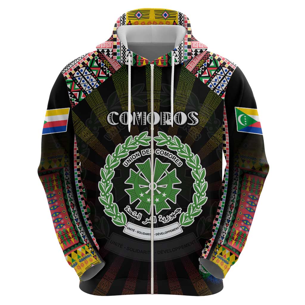 Personalized Comoros Roots Hoodie African Map in Fingerprint and Tribal Colors