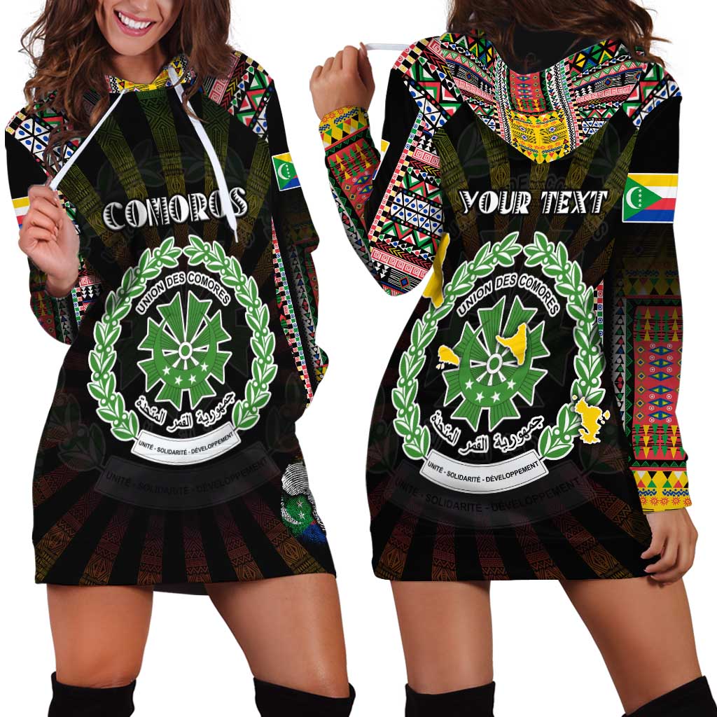 Personalized Comoros Roots Hoodie Dress African Map in Fingerprint and Tribal Colors