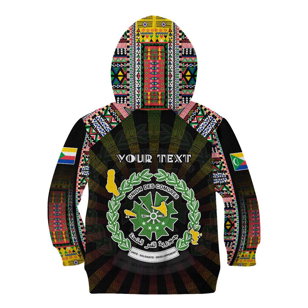 Personalized Comoros Roots Kid Hoodie African Map in Fingerprint and Tribal Colors