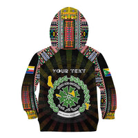 Personalized Comoros Roots Kid Hoodie African Map in Fingerprint and Tribal Colors