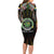 Personalized Comoros Roots Long Sleeve Bodycon Dress African Map in Fingerprint and Tribal Colors