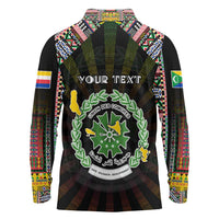 Personalized Comoros Roots Long Sleeve Polo Shirt African Map in Fingerprint and Tribal Colors