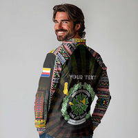 Personalized Comoros Roots Long Sleeve Polo Shirt African Map in Fingerprint and Tribal Colors