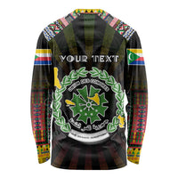 Personalized Comoros Roots Long Sleeve Shirt African Map in Fingerprint and Tribal Colors