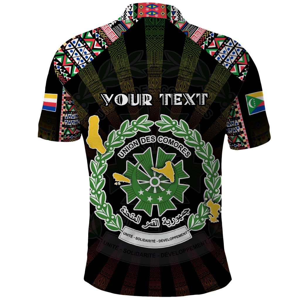 Personalized Comoros Roots Polo Shirt African Map in Fingerprint and Tribal Colors