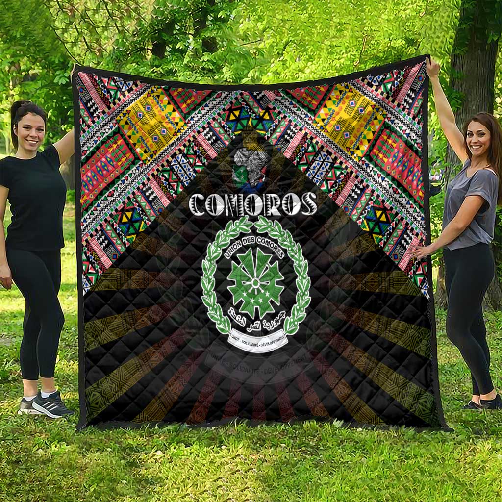 Comoros Roots Quilt African Map in Fingerprint and Tribal Colors