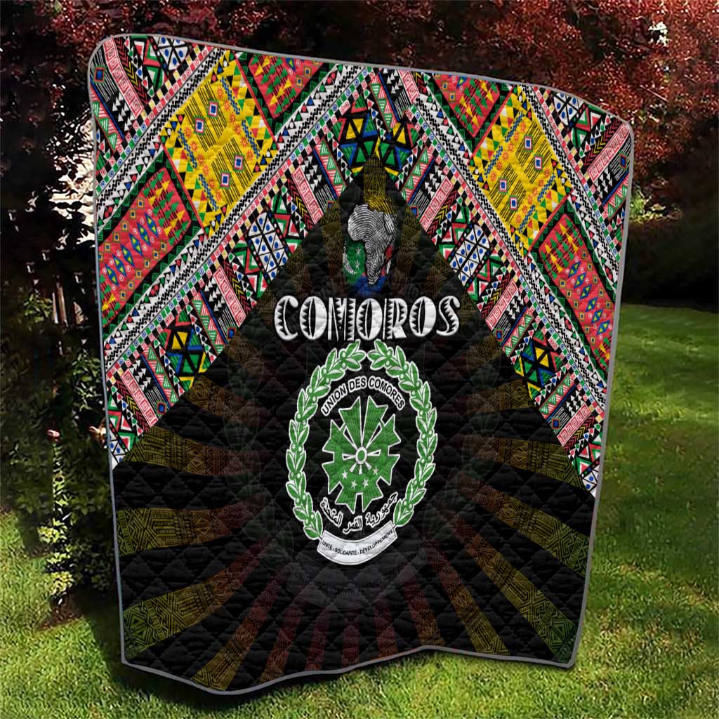 Comoros Roots Quilt African Map in Fingerprint and Tribal Colors