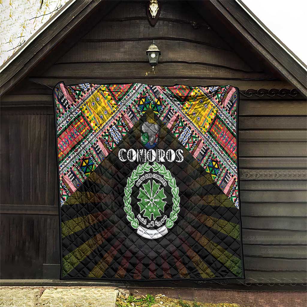 Comoros Roots Quilt African Map in Fingerprint and Tribal Colors