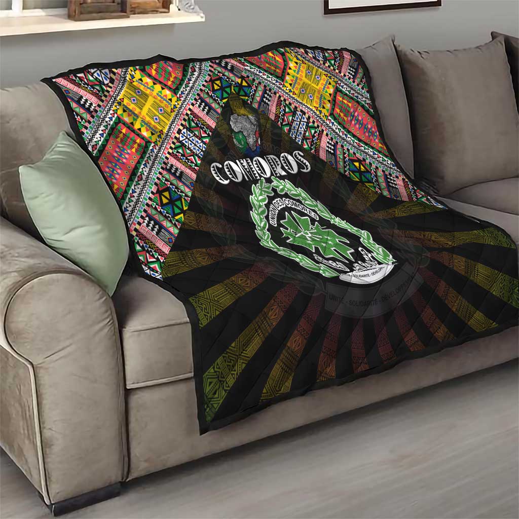 Comoros Roots Quilt African Map in Fingerprint and Tribal Colors