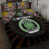 Comoros Roots Quilt Bed Set African Map in Fingerprint and Tribal Colors