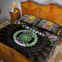 Comoros Roots Quilt Bed Set African Map in Fingerprint and Tribal Colors